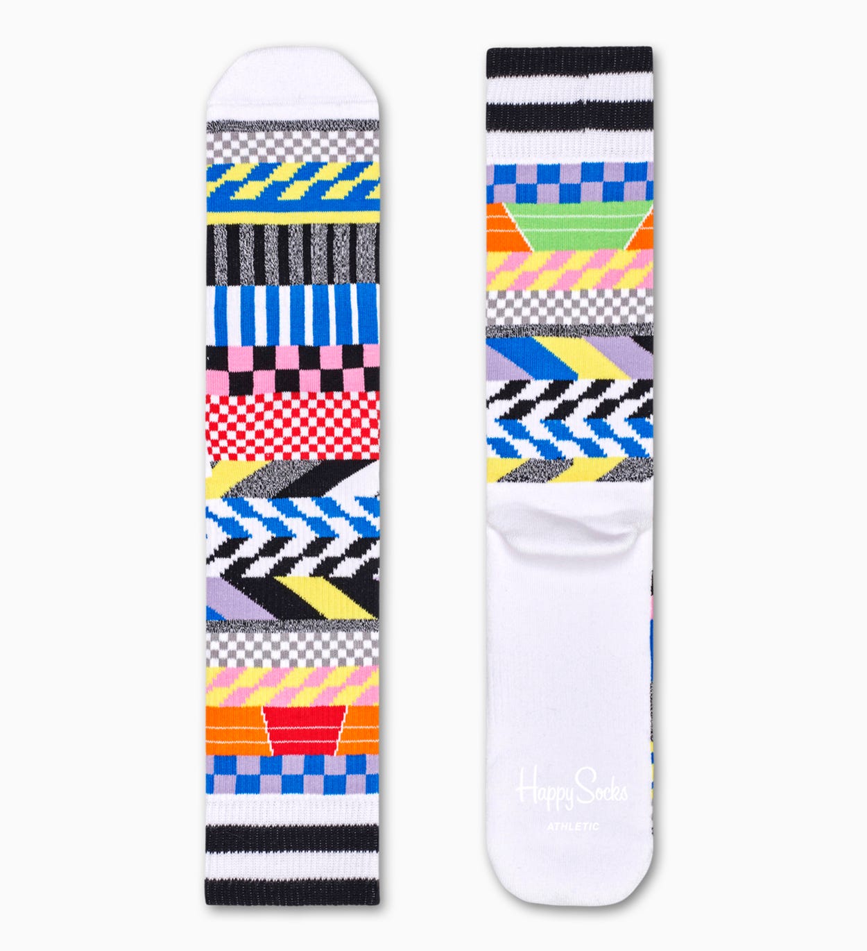 Weiße Sportsocken: Checked Stripe - ATHLETIC | Happy Socks