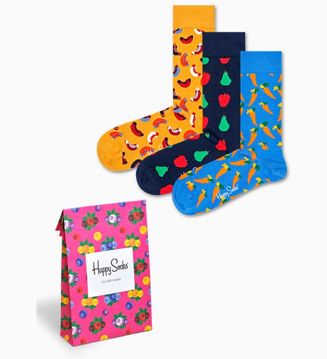 Picknick 3-er Pack: Carrot, Hotdog und Fruit Socken I Happy Socks