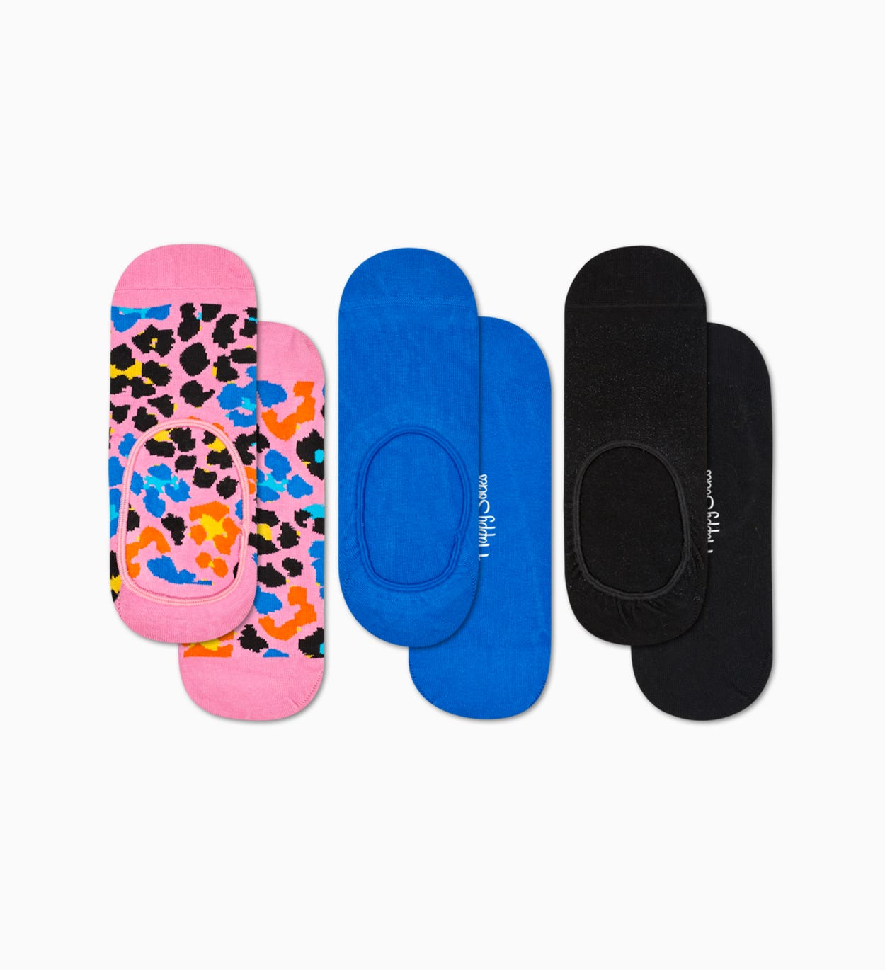 Schwarze Füßlinge: 3er Pack: Leopard Muster | Happy Socks