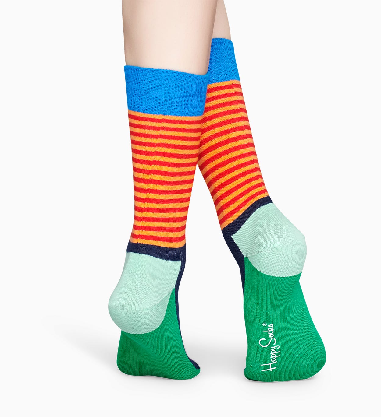Gemusterte grüne Socken: Half Stripe | Happy Socks