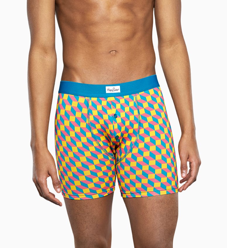 Gelb-türkiser Boxer Brief: Filled Optic Style | Happy Socks