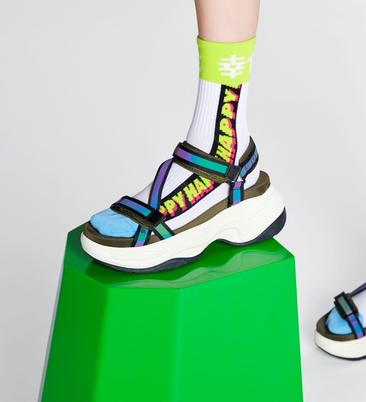 Happy 3/4 Crew Socken, Weiß - ATHLETIC | Happy Socks