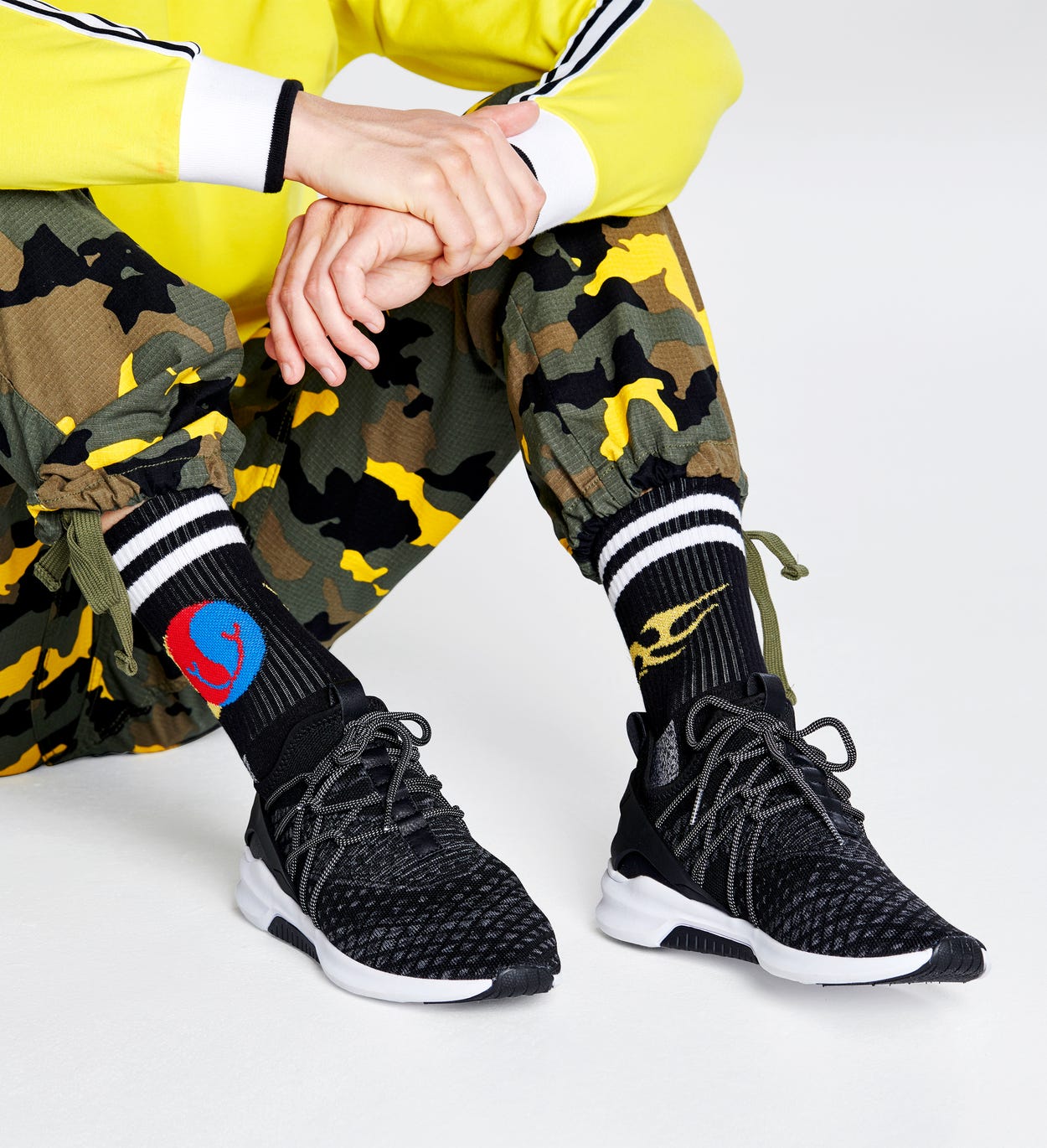Flame 3/4 Crew Socken, Schwarz - ATHLETIC | Happy Socks