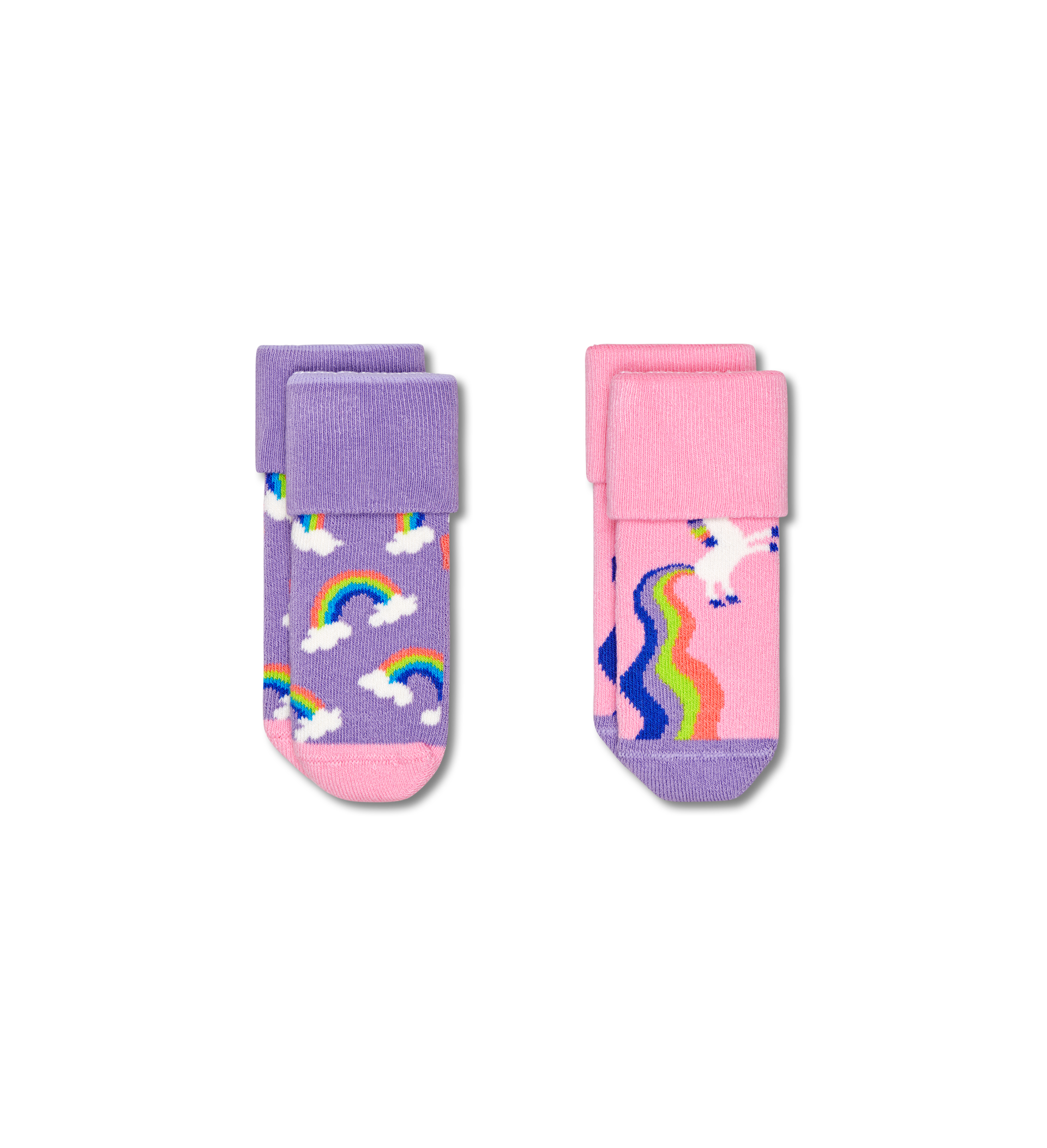 2-Pack Kids Rainbow & Unicorn Terry Socks