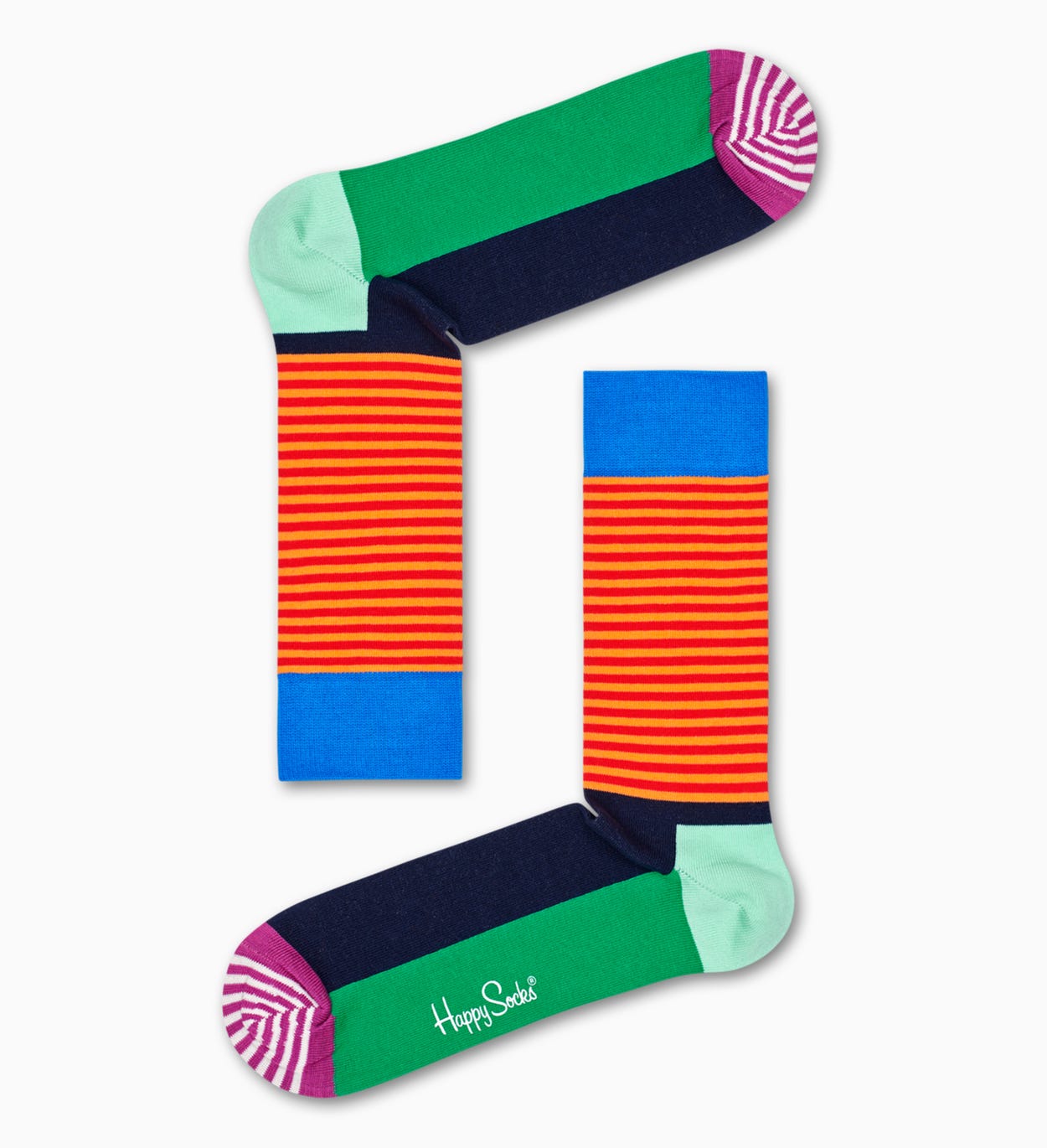 Gemusterte grüne Socken: Half Stripe | Happy Socks