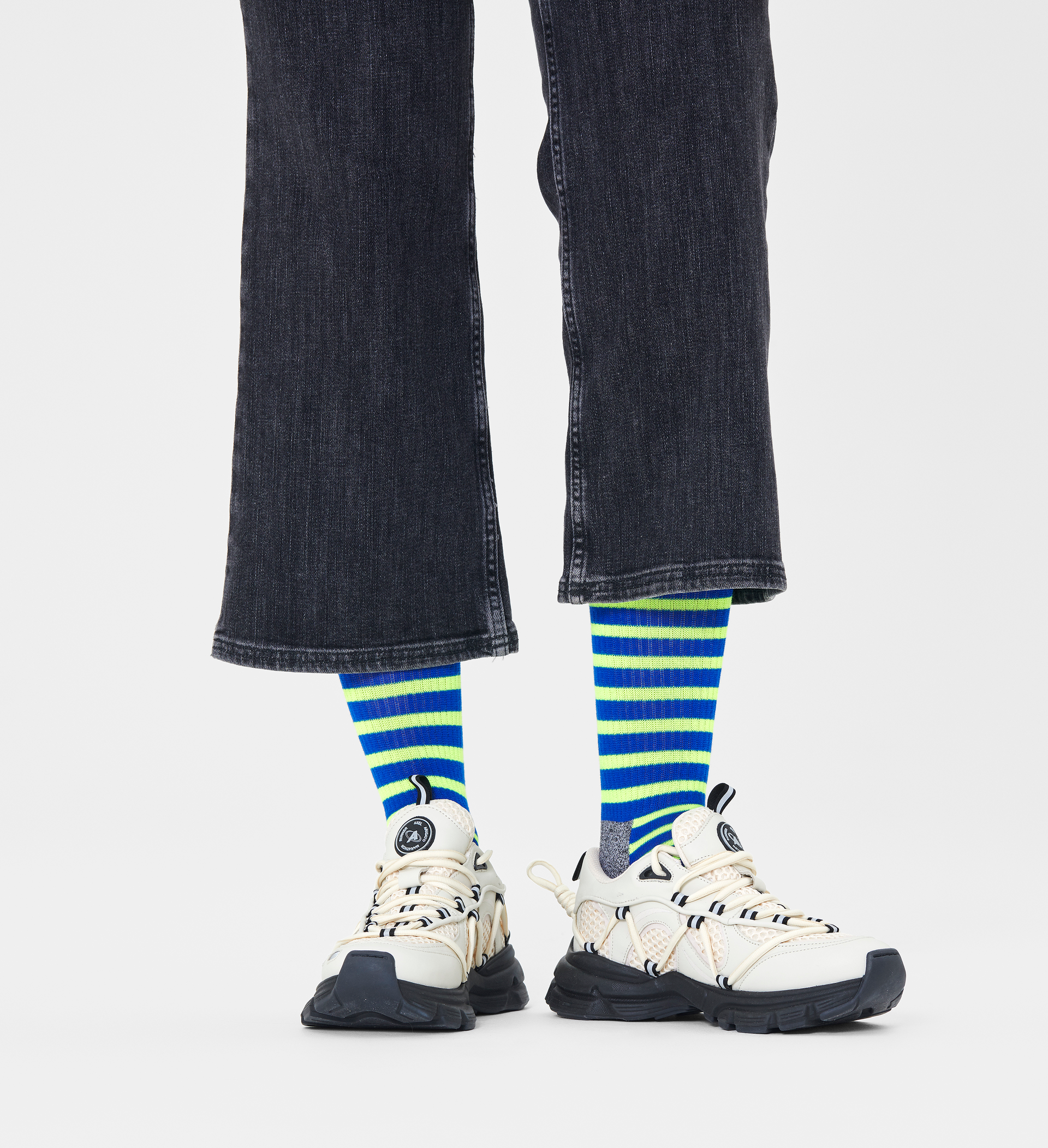 Neon Stripe Thin Crew Sock
