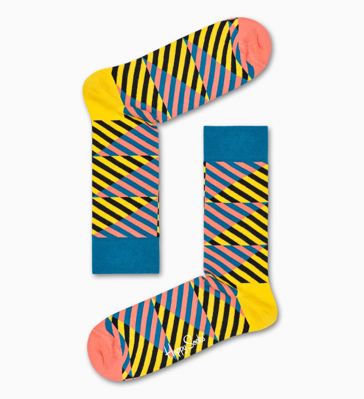 Gelber Baumwollsocken: Diagonal Stripe Muster | Happy Socks