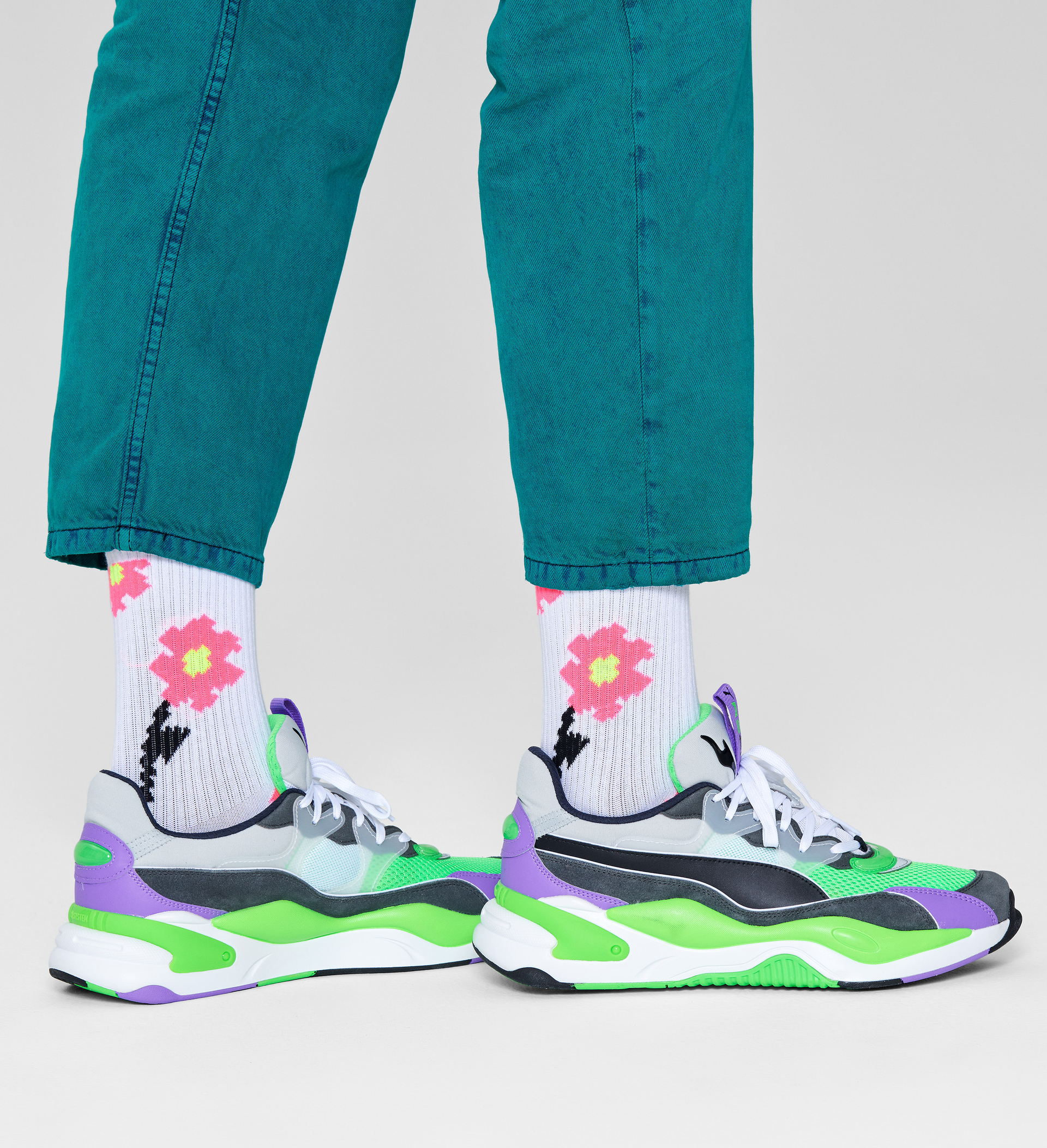 Pixle Flower 3/4 Crew Sock