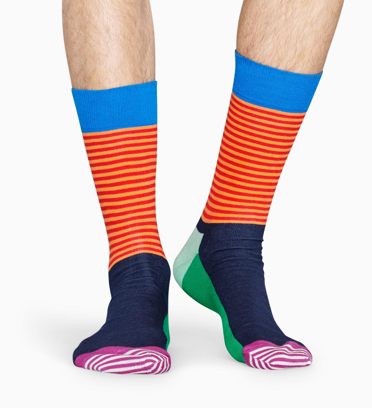 Gemusterte grüne Socken: Half Stripe | Happy Socks