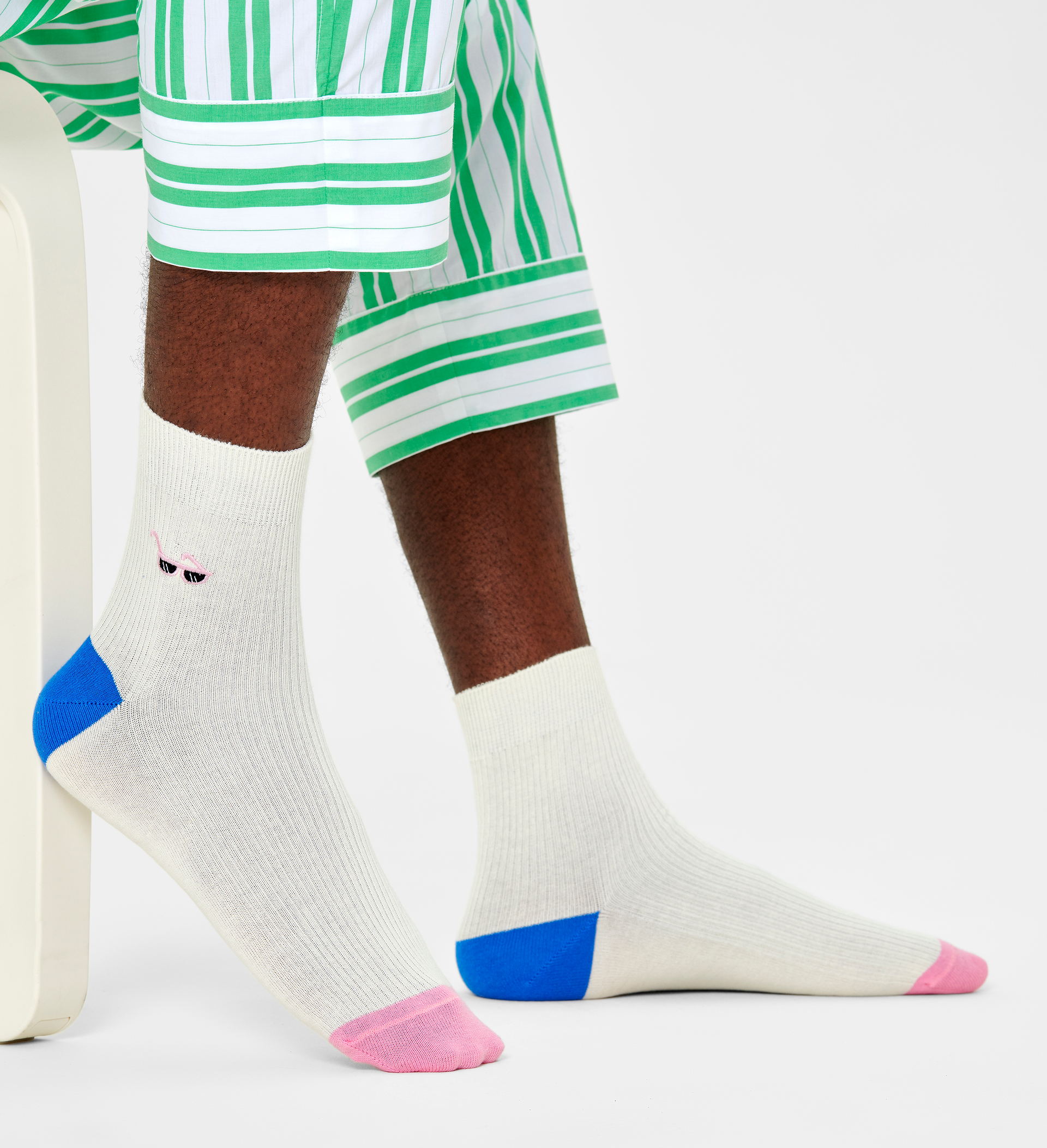 Ribbed Embroidery Sunny Days 1/2 Crew Sock