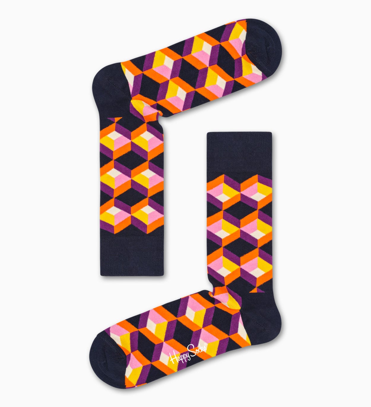 ブラックコットンソックス: Optic Square | Happy Socks