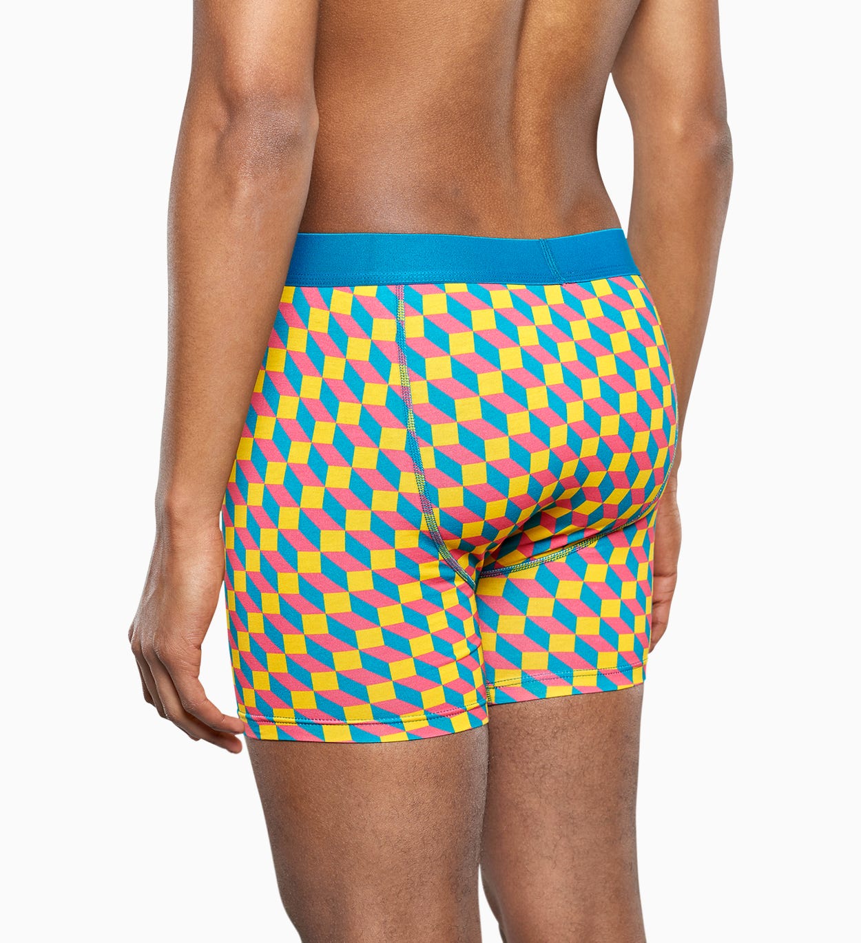 Gelb-türkiser Boxer Brief: Filled Optic Style | Happy Socks