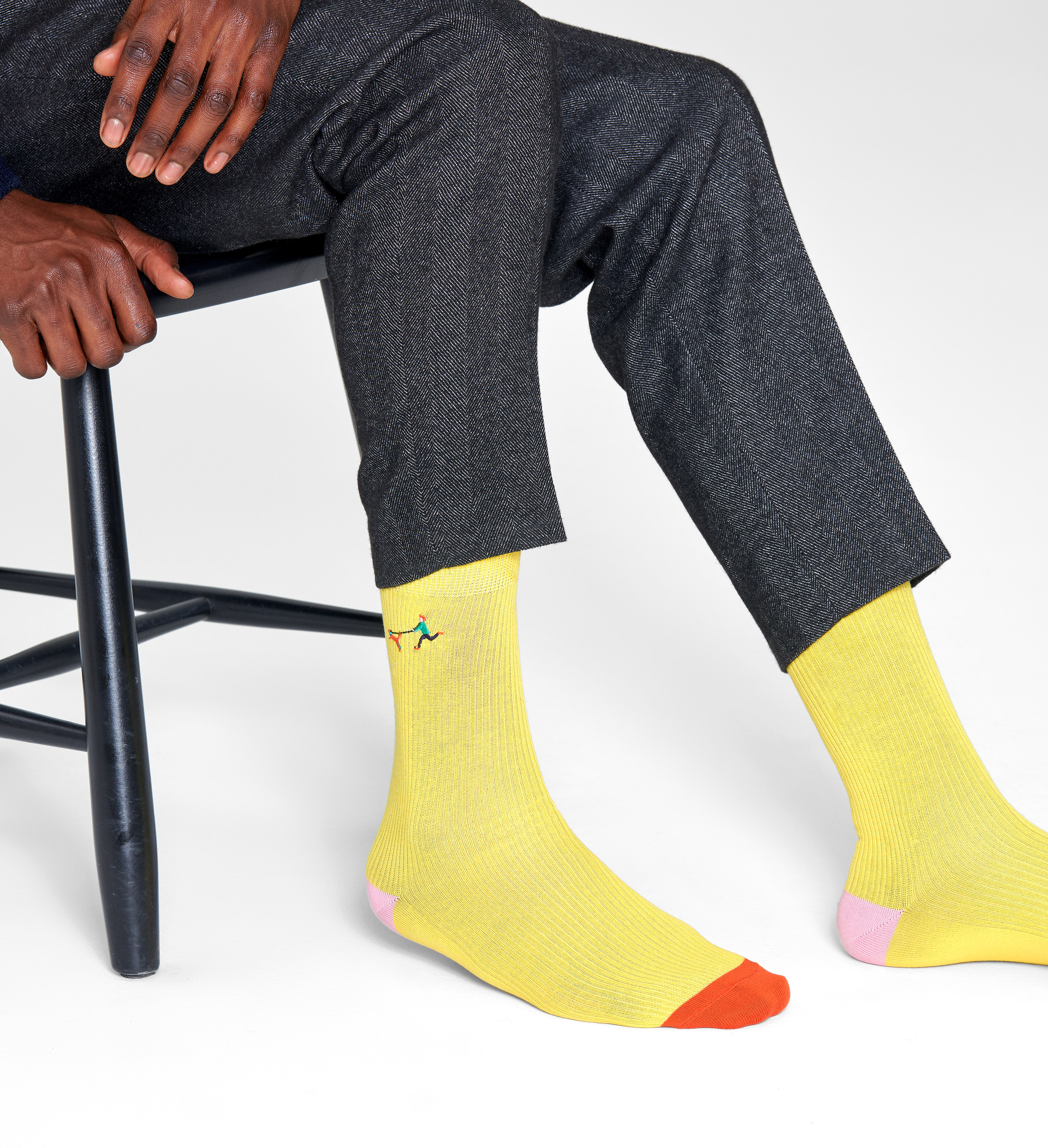 Ribbed Embrodiery Run The Dog Sock