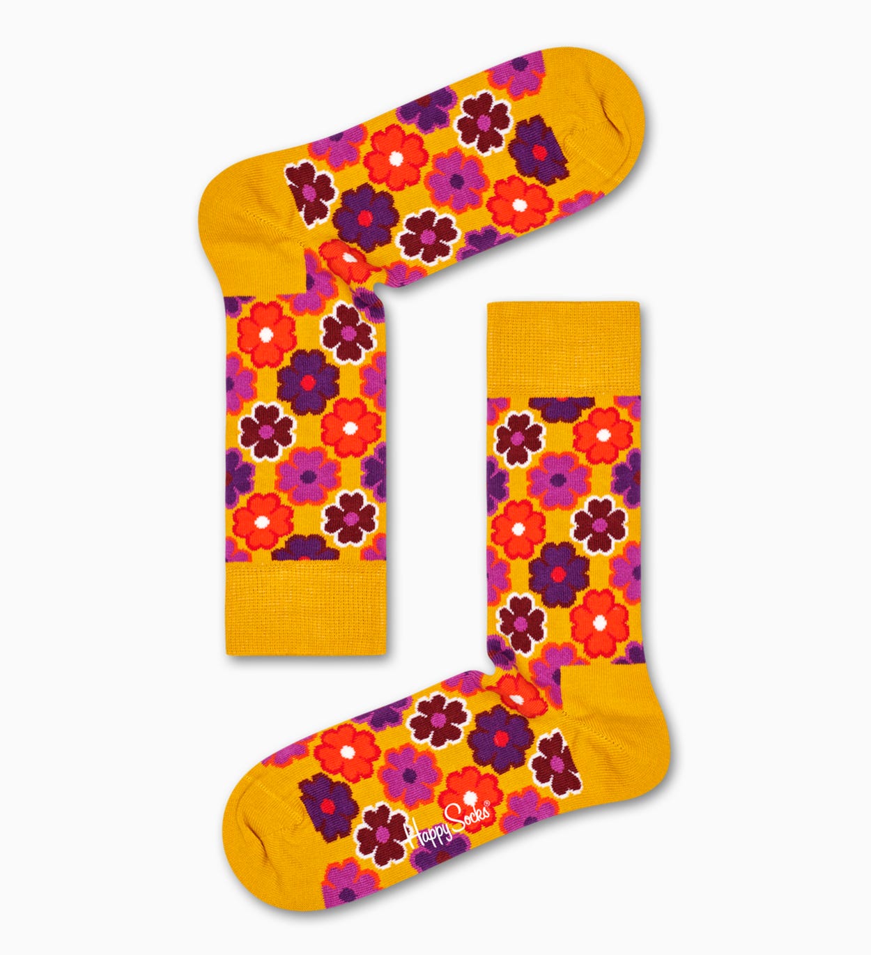 Gemusterte gelbe Socken: Flower Power | Happy Socks