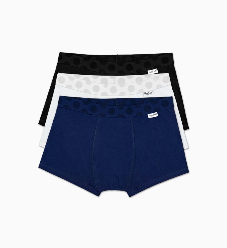 Solid Men's Trunk 3-Pack: Contrast Style | Happy Socks