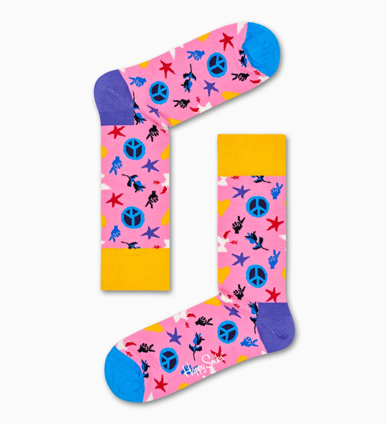 Pinke Baumwollsocken: Peace And Love Design | Happy Socks
