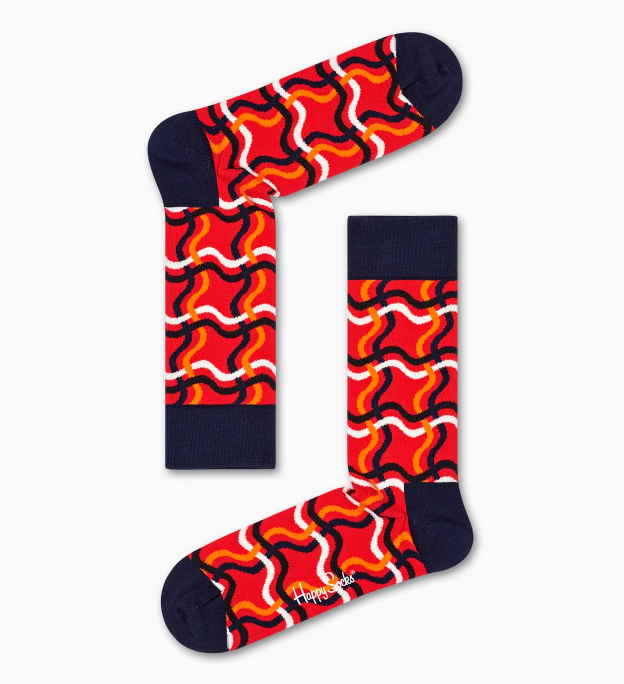 Gemusterte rote Socken: Squiggly | Happy Socks