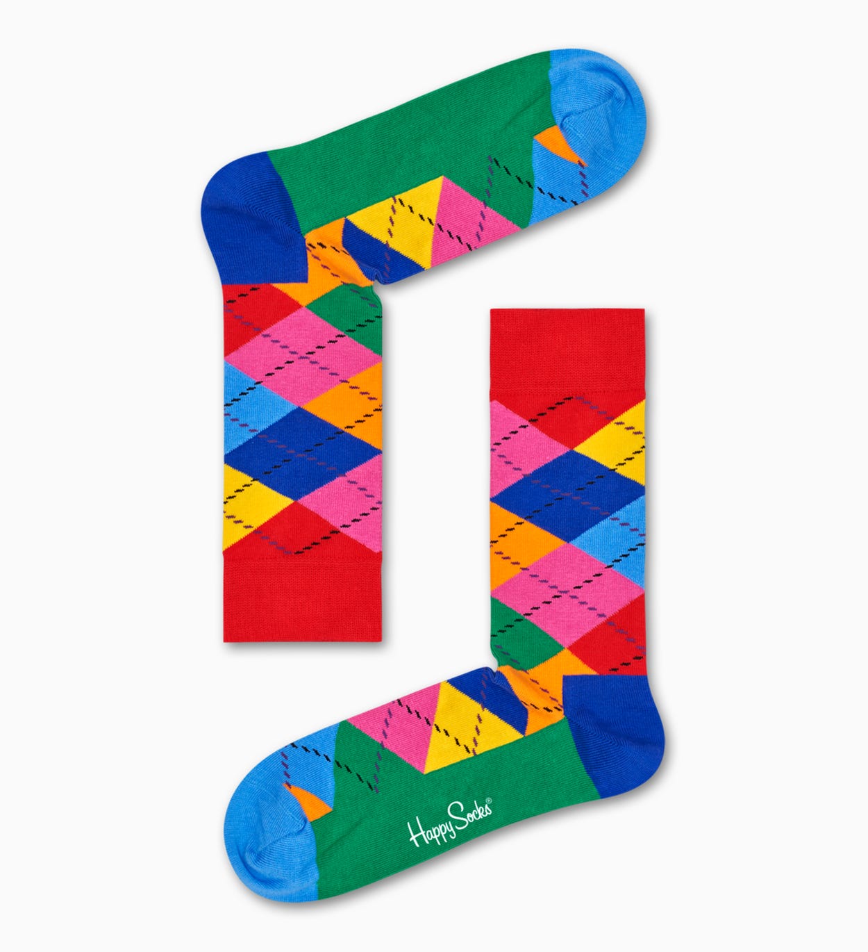 グリーン レッド コットンソックス: アーガイル 柄 | Happy Socks
