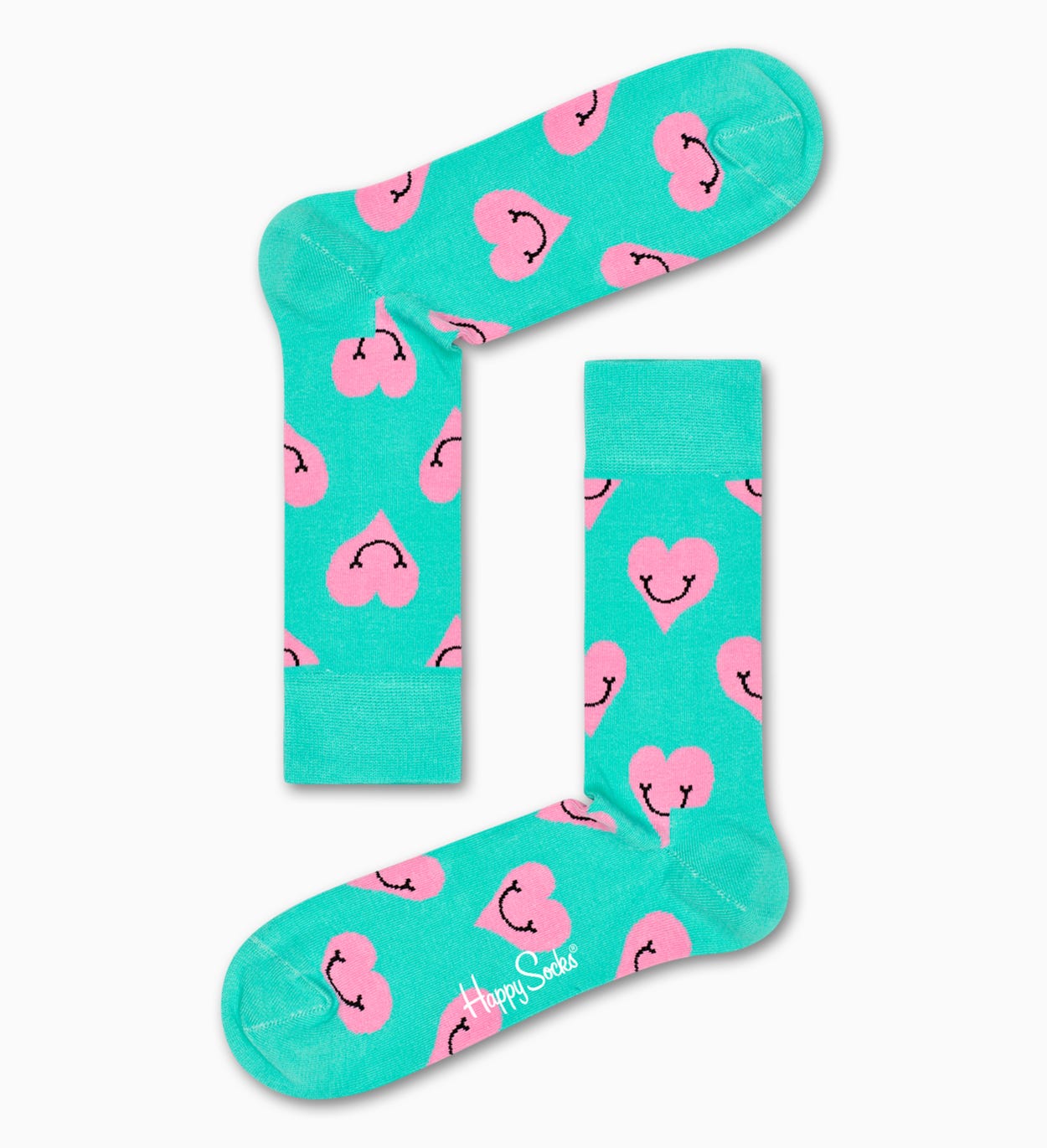 Turquoise cotton socks: Smile Heart pattern | Happy Socks
