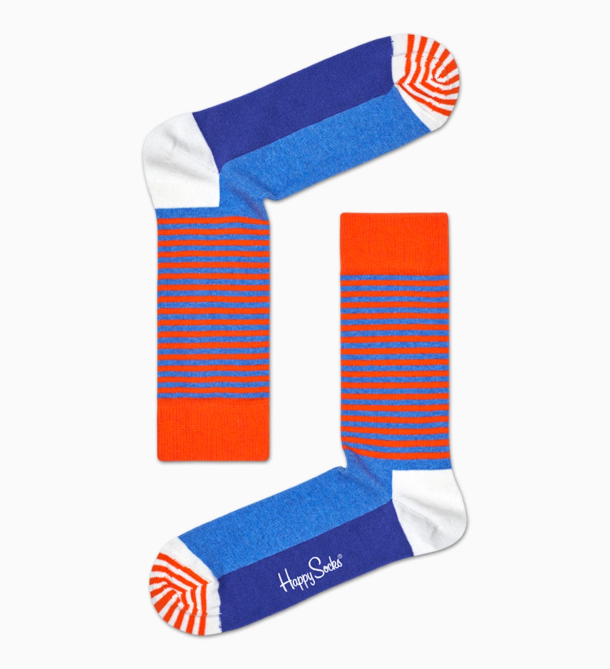 Gestreifte Socken in Blau Orange: Half Stripe | Happy Socks