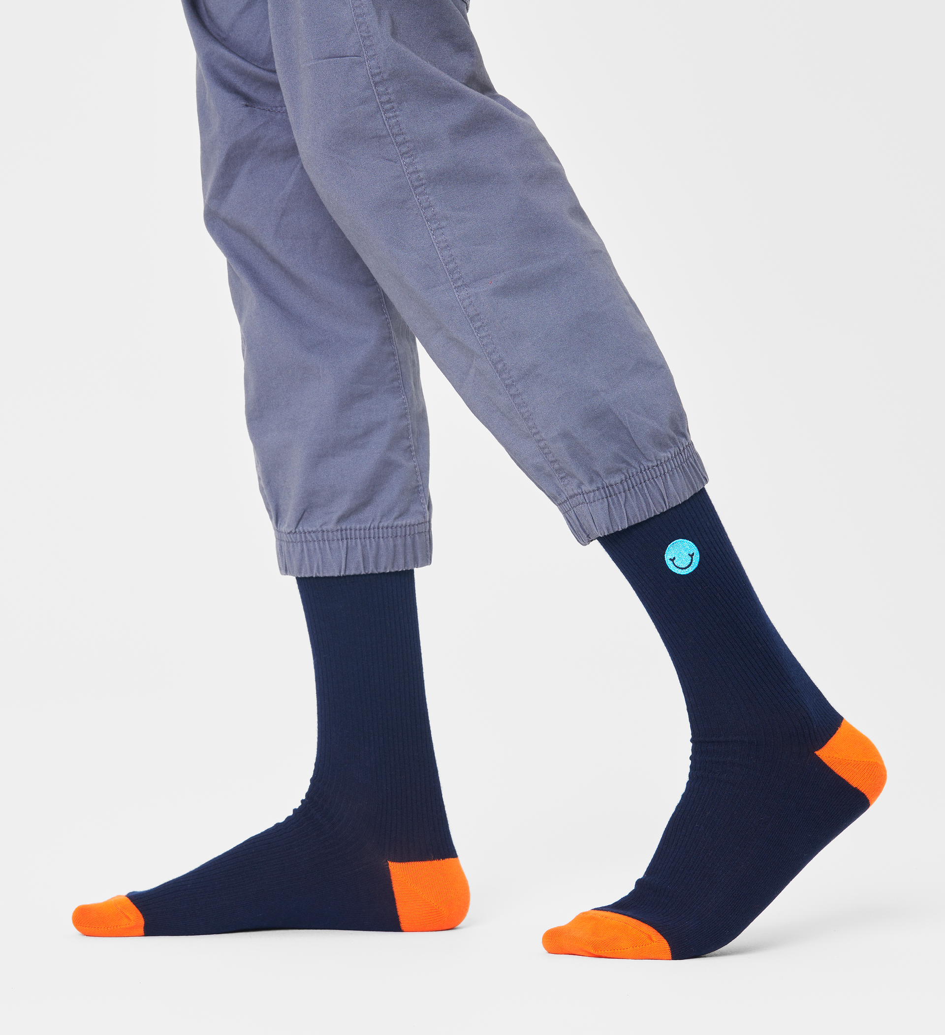 Ribbed Embroidery Smiley Sock