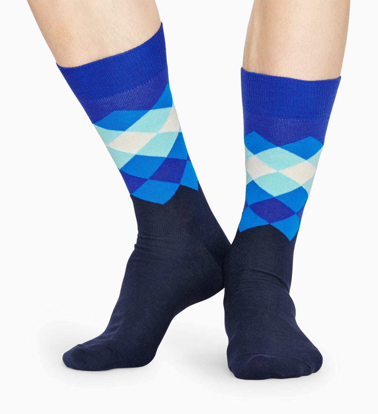 Blaue Baumwollsocken: Faded Diamond Muster | Happy Socks