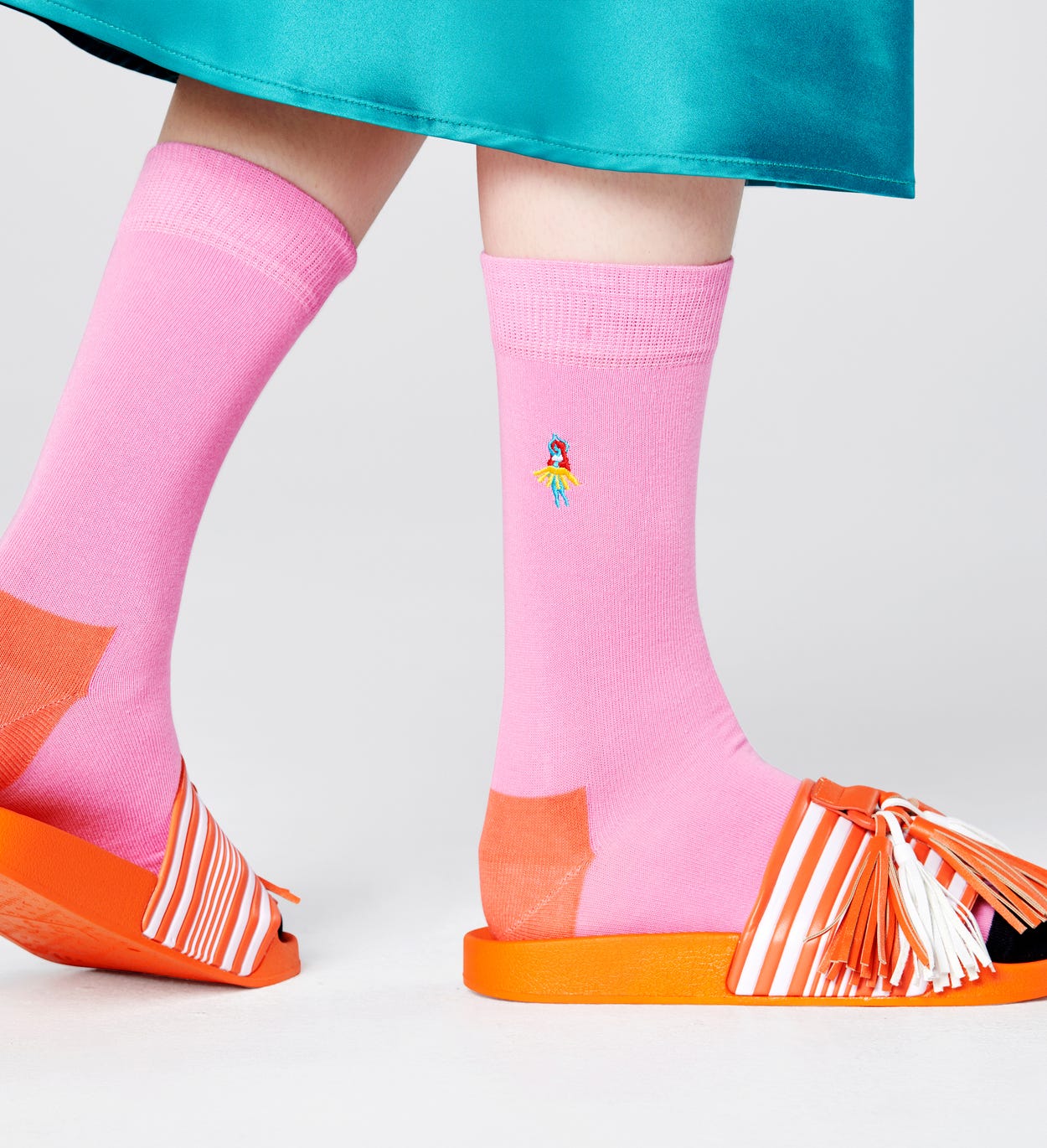 Embroidery Hula Dancer Socken, Pink | Happy Socks