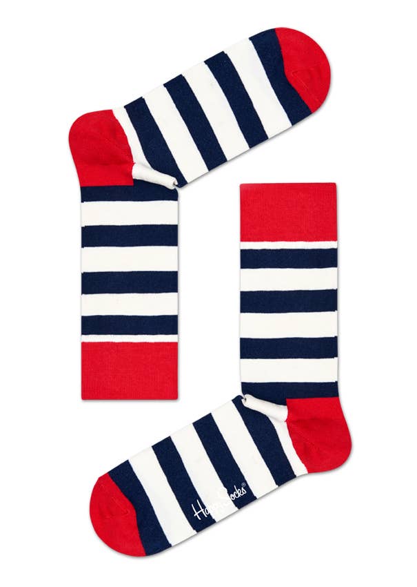 Cotton Crew Socks Stripe Pattern, Red And White Striped Rugby Socks