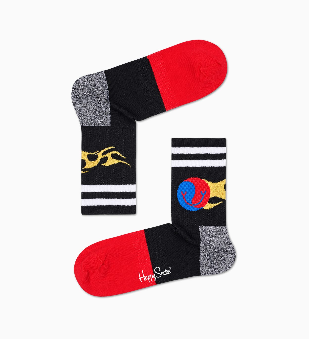 Flame 3/4 Crew Socken, Schwarz - ATHLETIC | Happy Socks