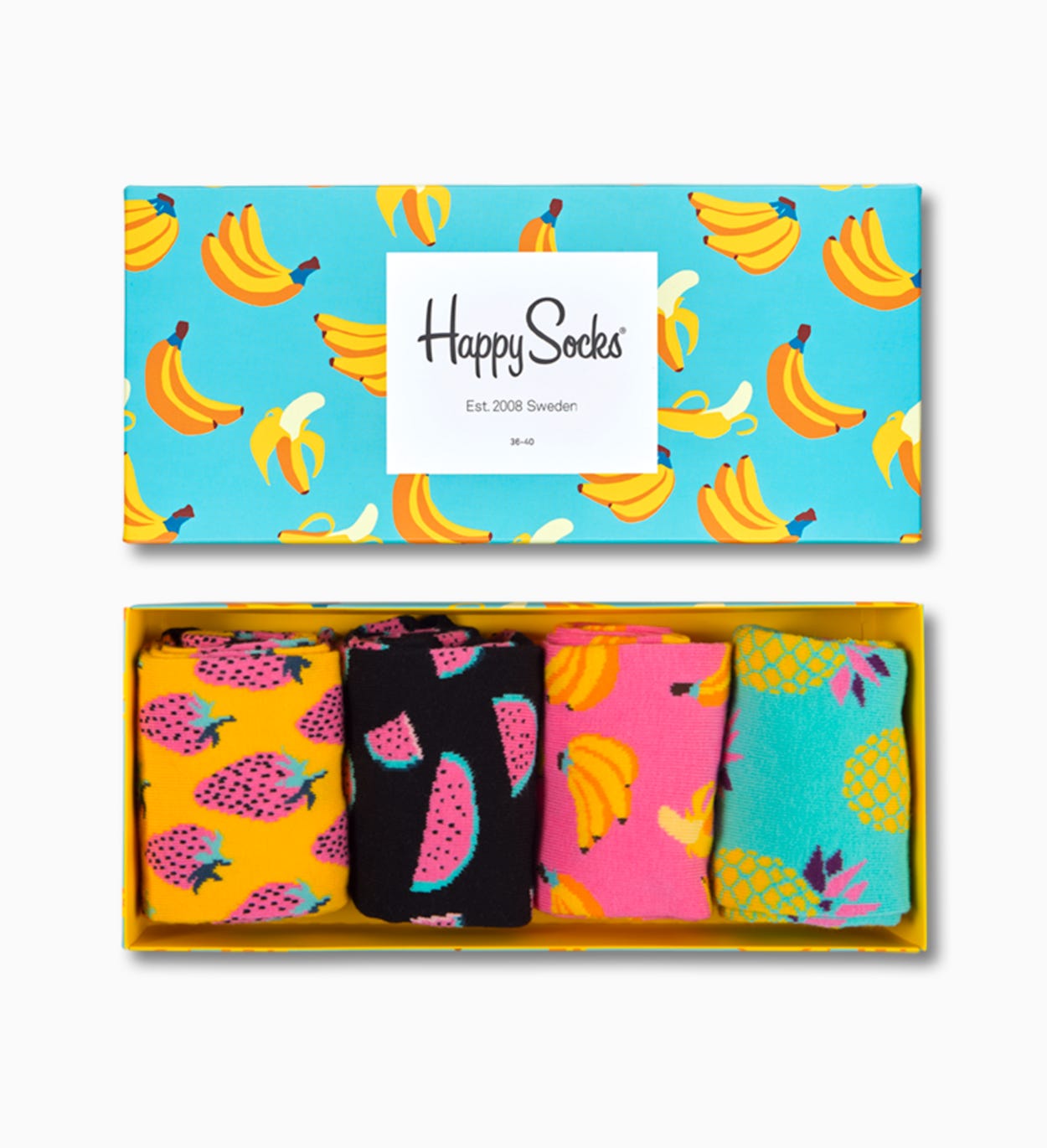 Geschenkbox mit Socken Früchte 4-PACK: Fruits | Happy Socks