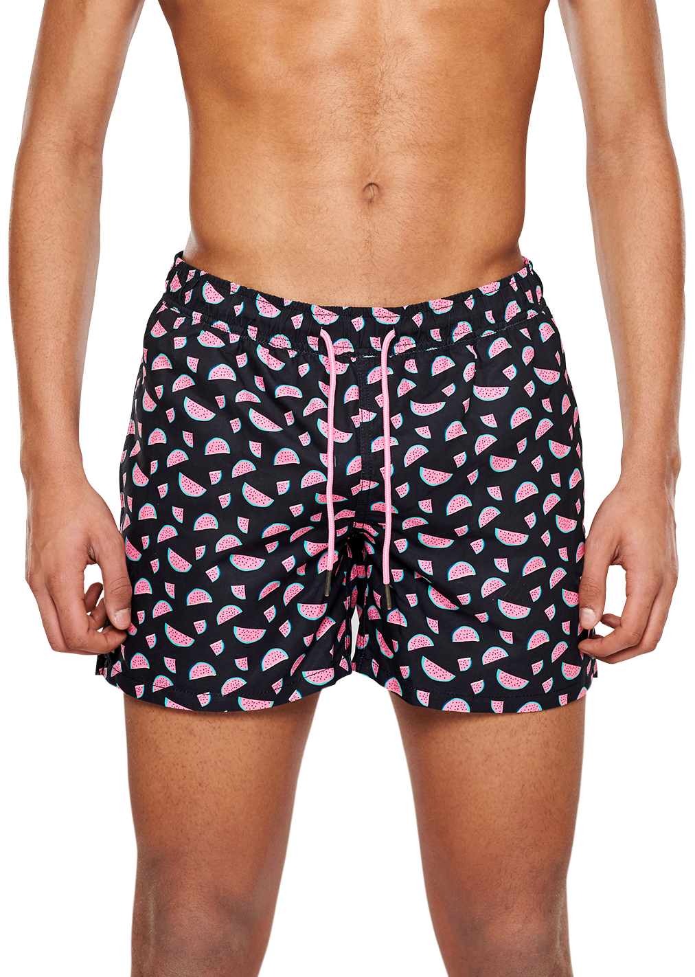 Black swim shorts for men: Watermelon 