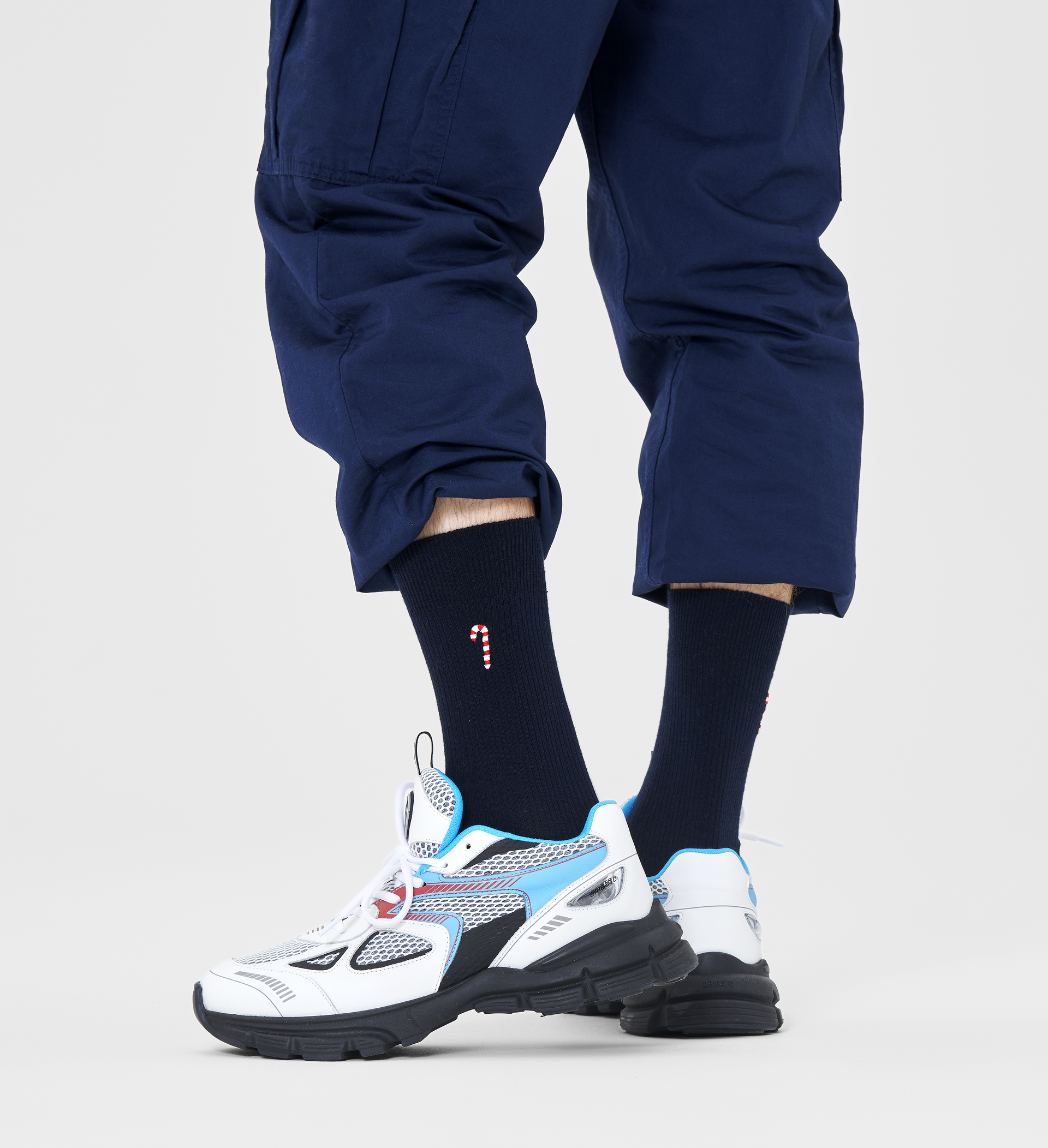 Ribbed Embroidery Candy Cane Crew Sock