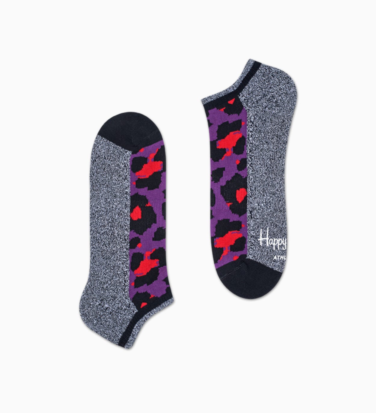 Lilafarbene Knöchelsocken: Leopard - Athletic | Happy Socks