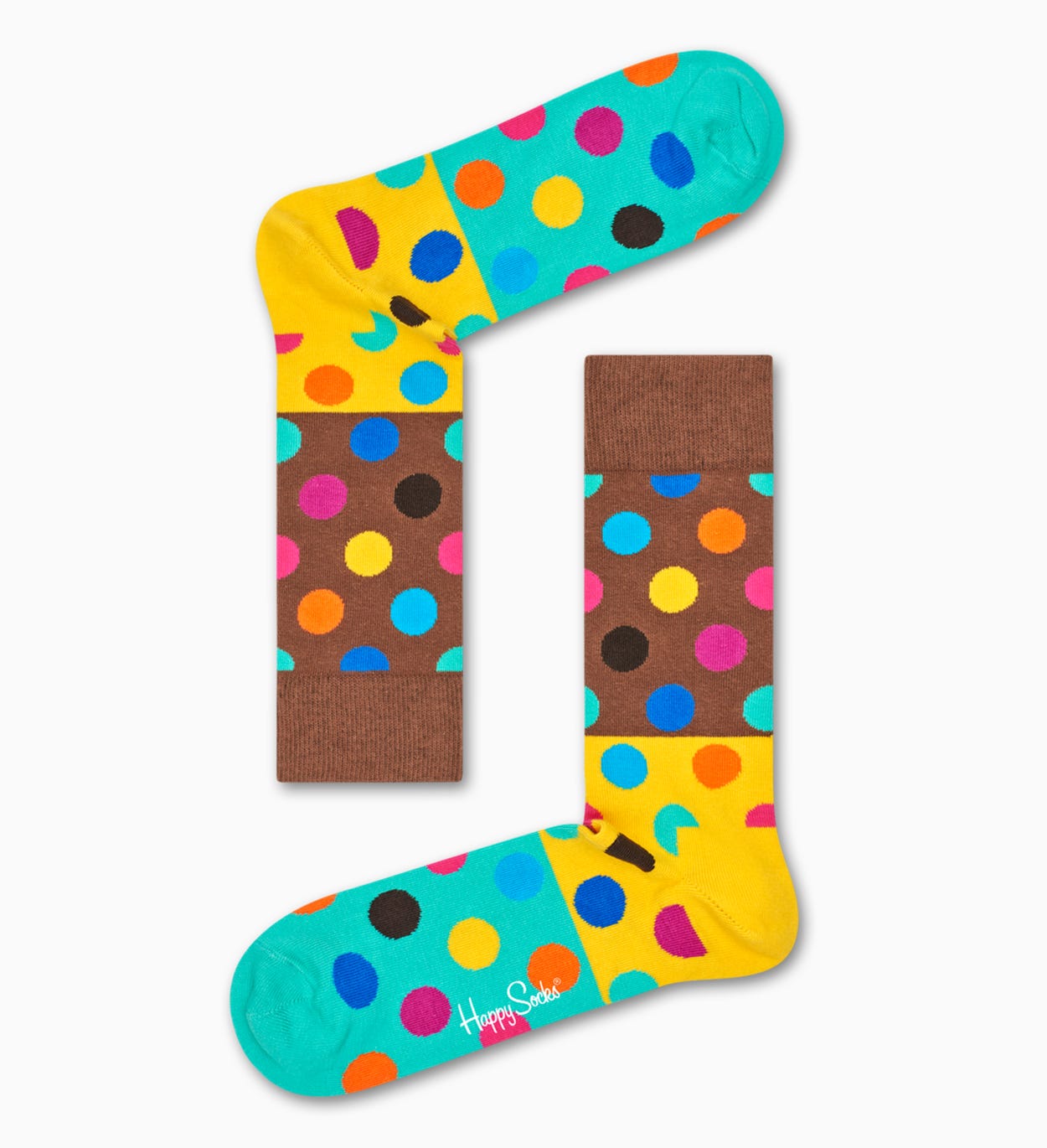 Brown Turquoise socks: Big Dot Block pattern | Happy Socks