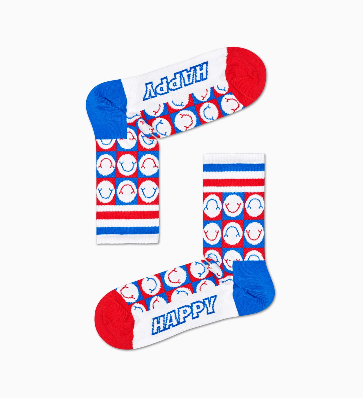 Happy Check 3/4 Crew Socken, Weiß - ATHLETIC | Happy Socks