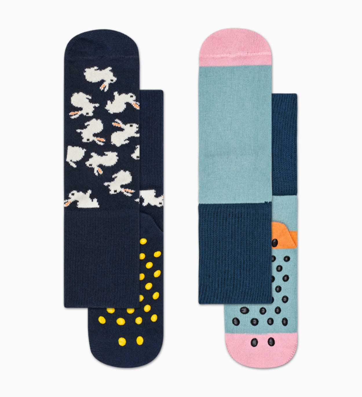 Black anti-slip baby socks: Bunny - 2pc | Happy Socks
