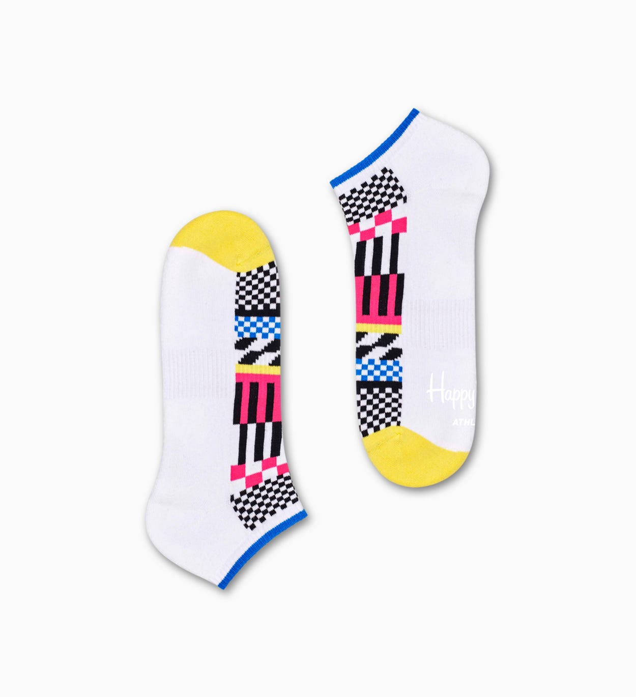 Weiße niedrige Sportsocken: Streifen - ATHLETIC | Happy Socks