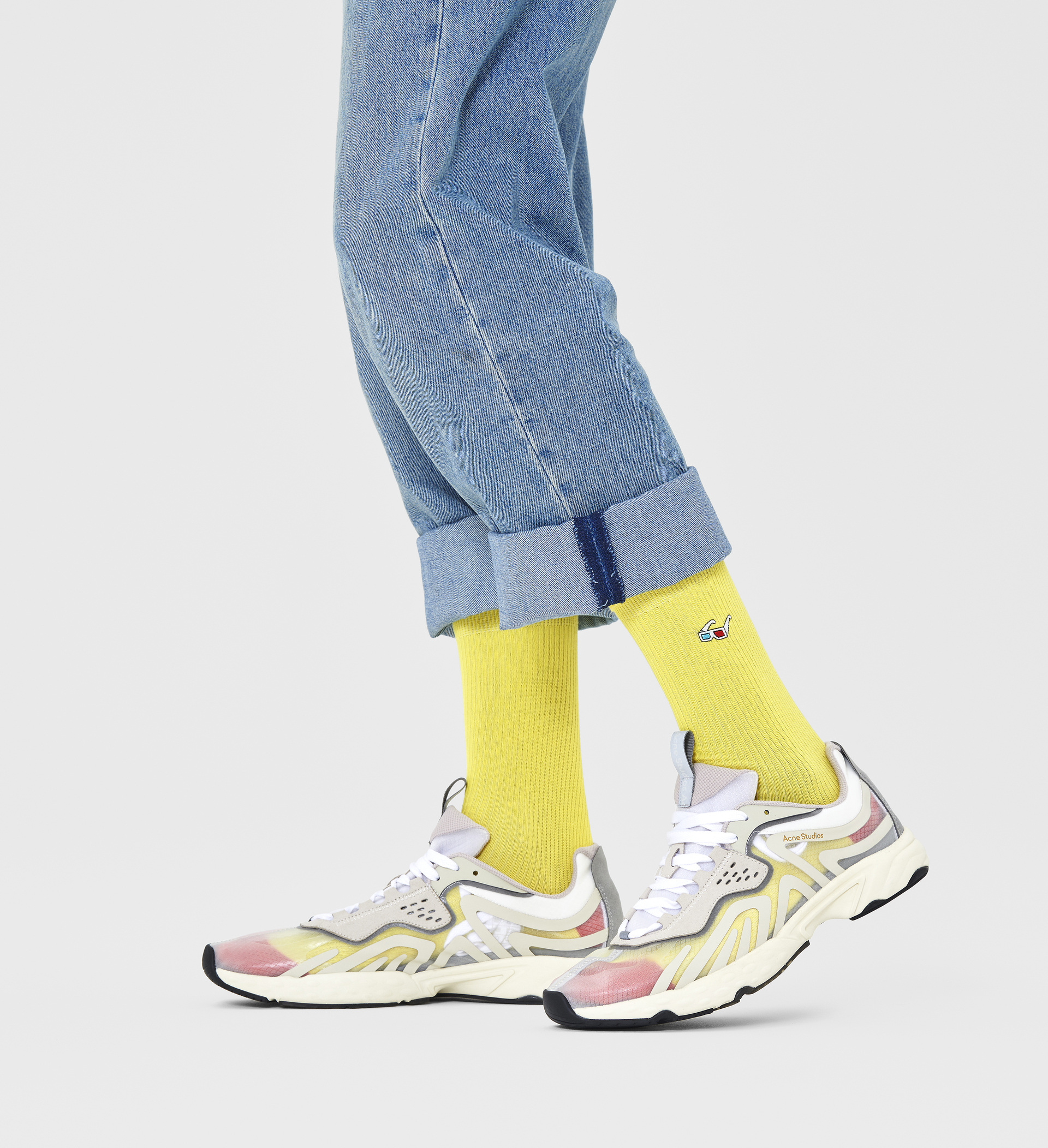 Ribbed Embroidery 3D Glasses Sock