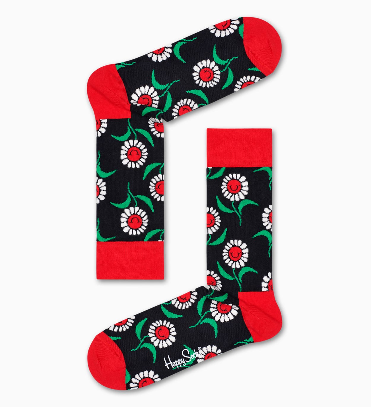 Gemusterte schwarze Socken: Sonnenblume | Happy Socks