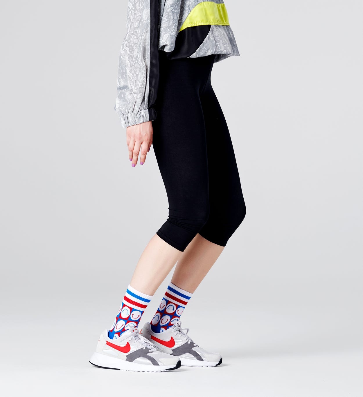 Happy Check 3/4 Crew Socken, Weiß - ATHLETIC | Happy Socks