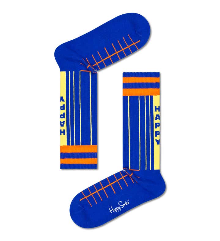 Grid Stripe Crew Sock
