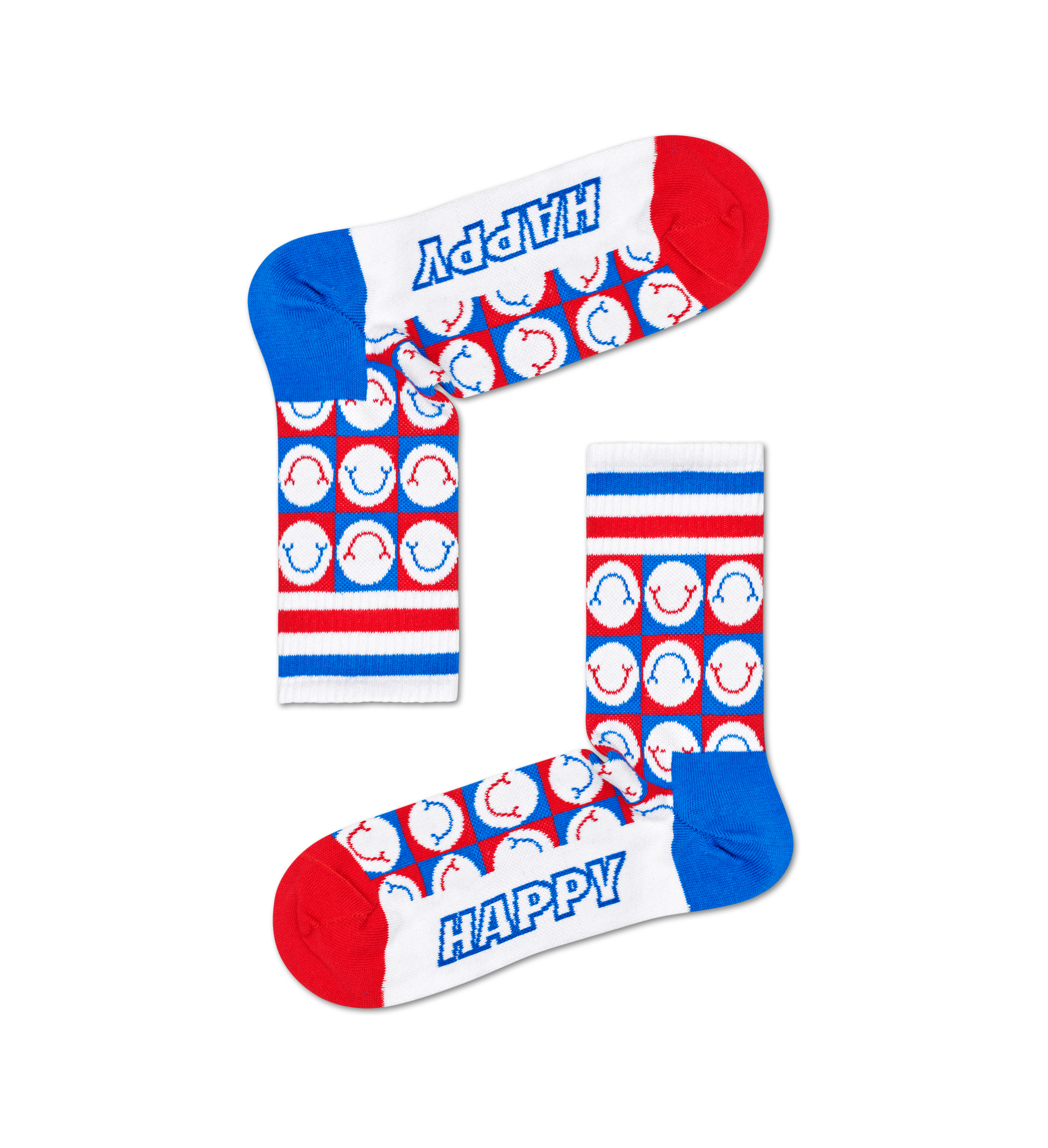 Happy Check 3/4 Crew Socks, White - ATHLETIC | Happy Socks
