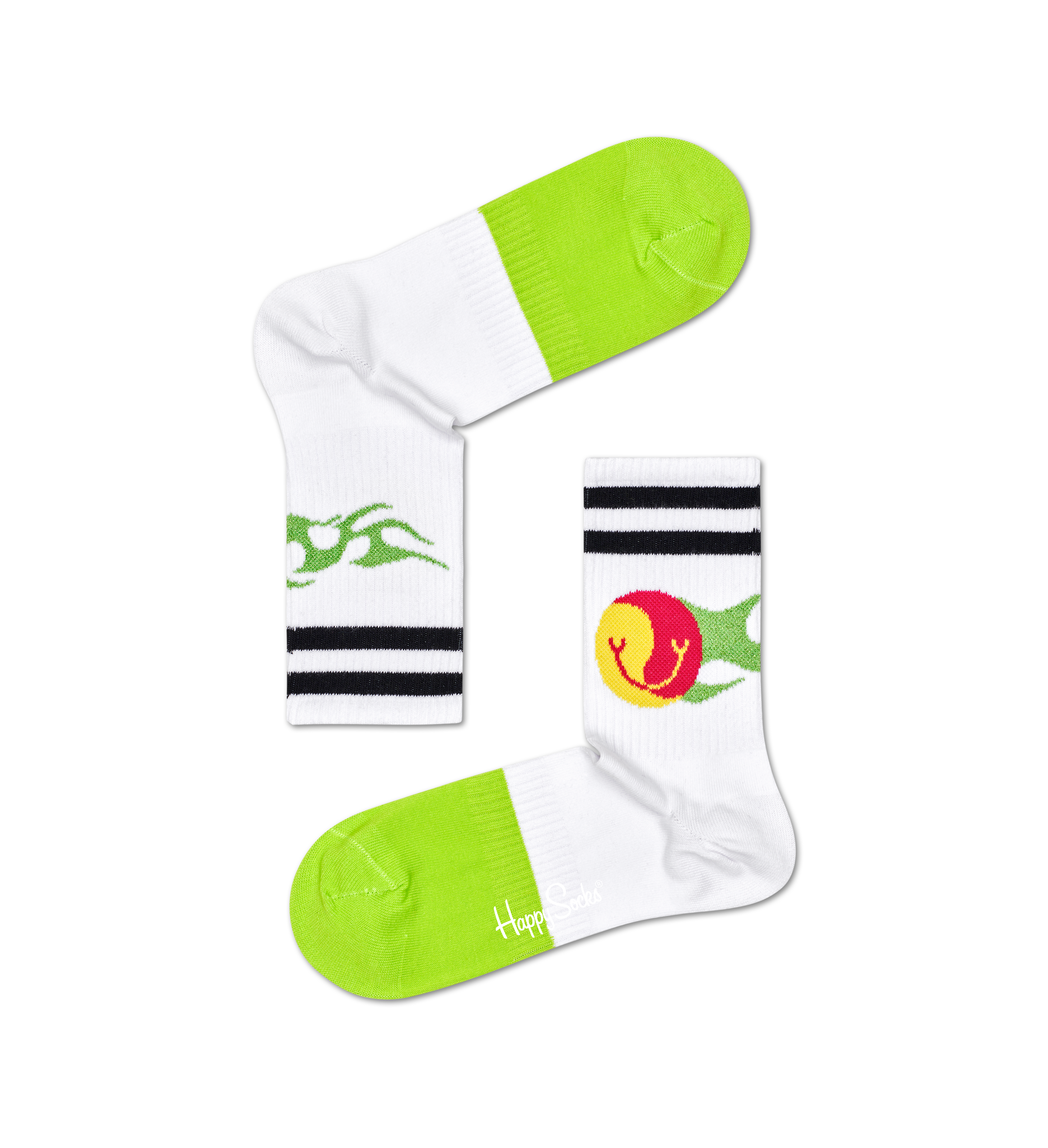 Flame 3/4 Crew Socks, White - ATHLETIC | Happy Socks