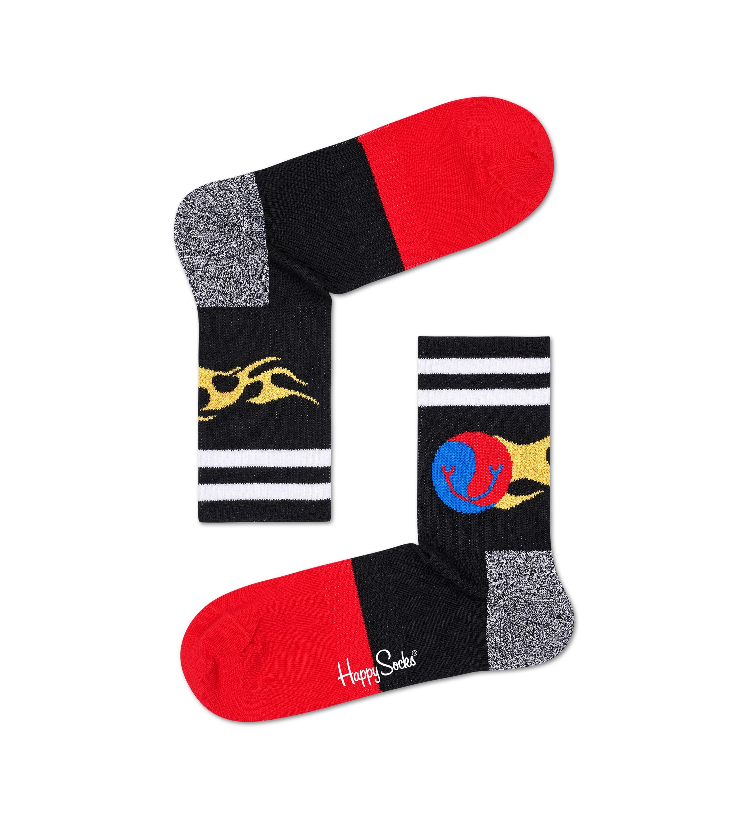 Flame 3/4 Crew Socks, Black - ATHLETIC | Happy Socks