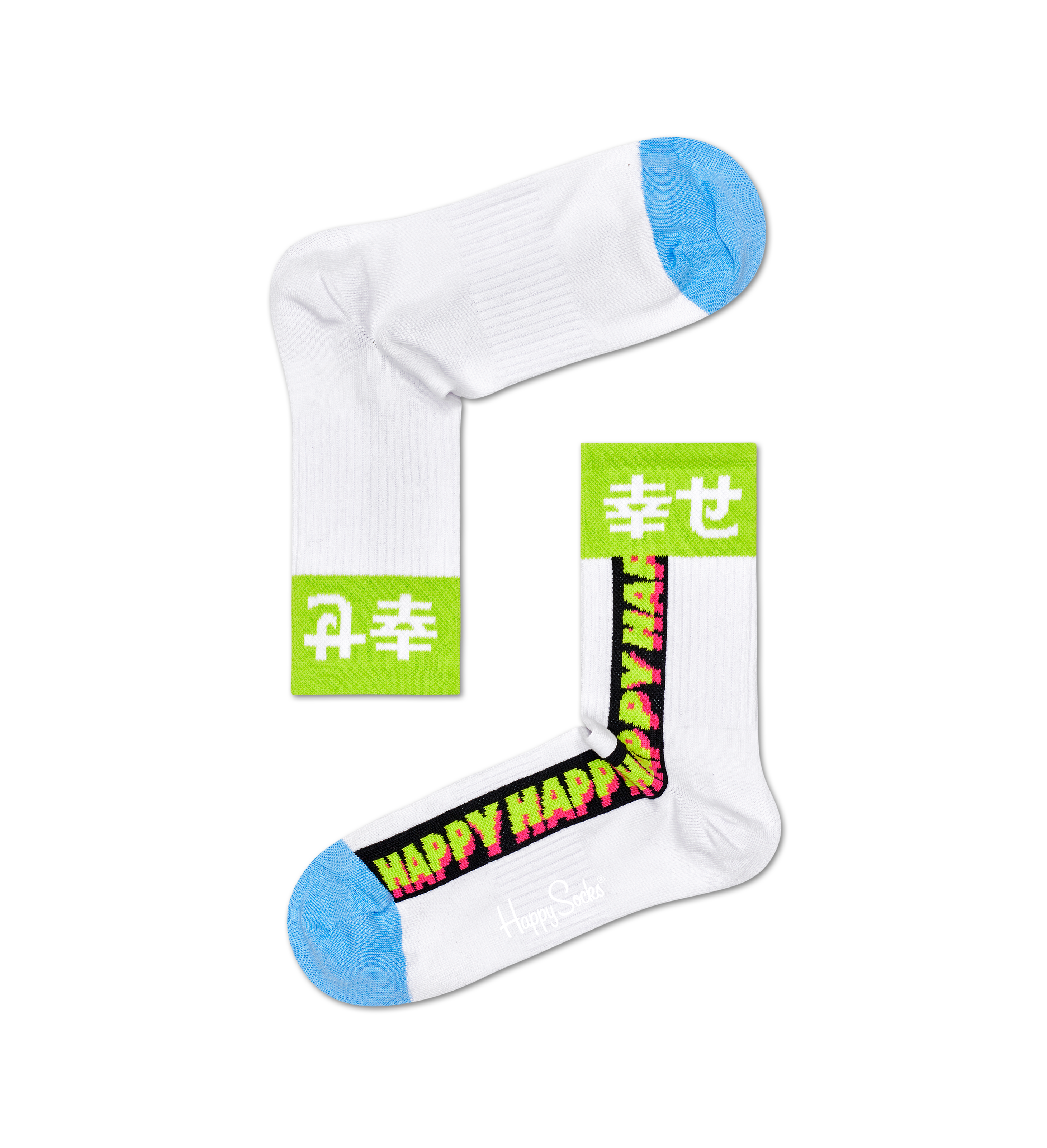 Happy 3/4 Crew Socks, White - ATHLETIC | Happy Socks