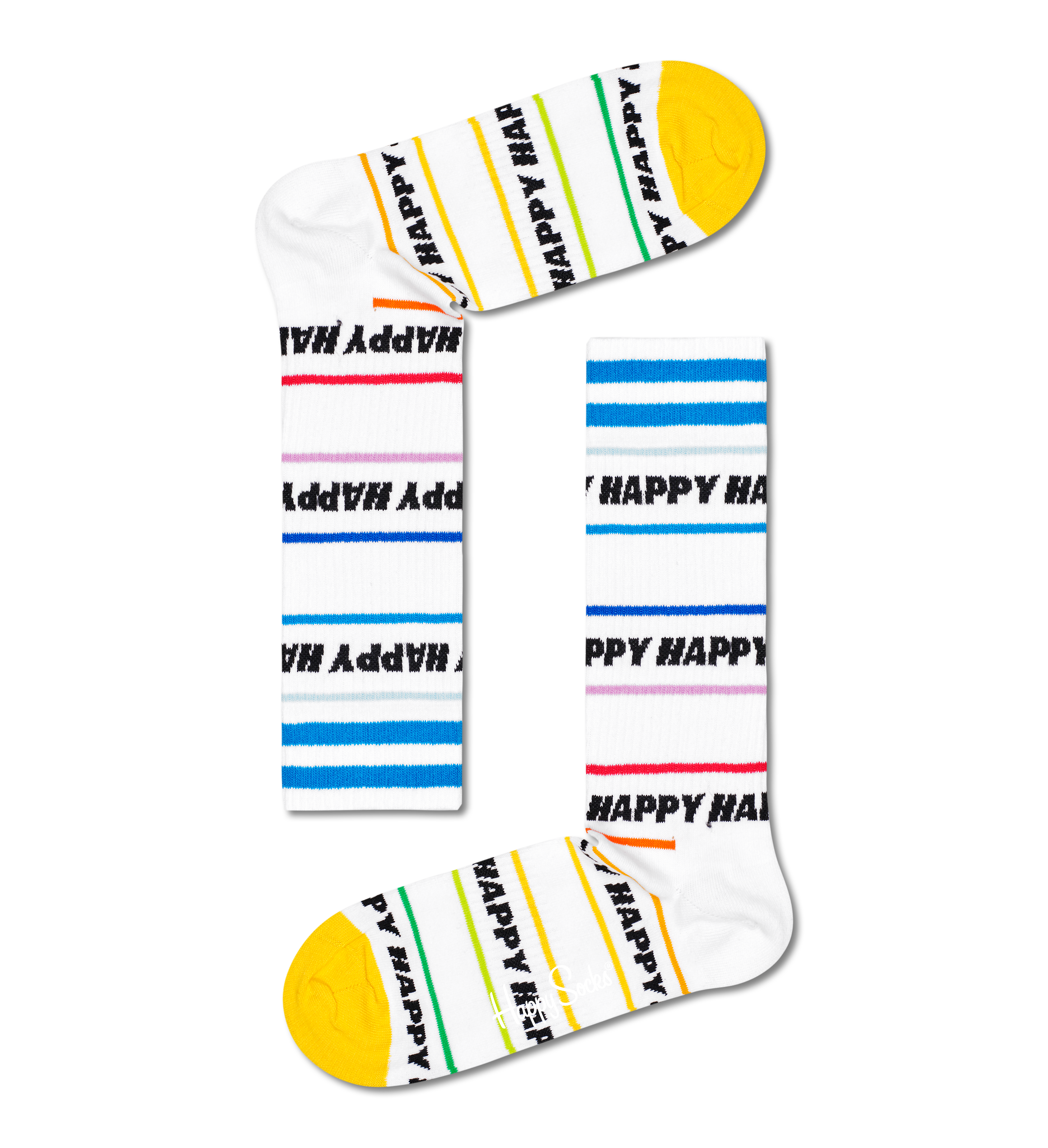 White Happy Line Thin Crew Sock | Happy Socks