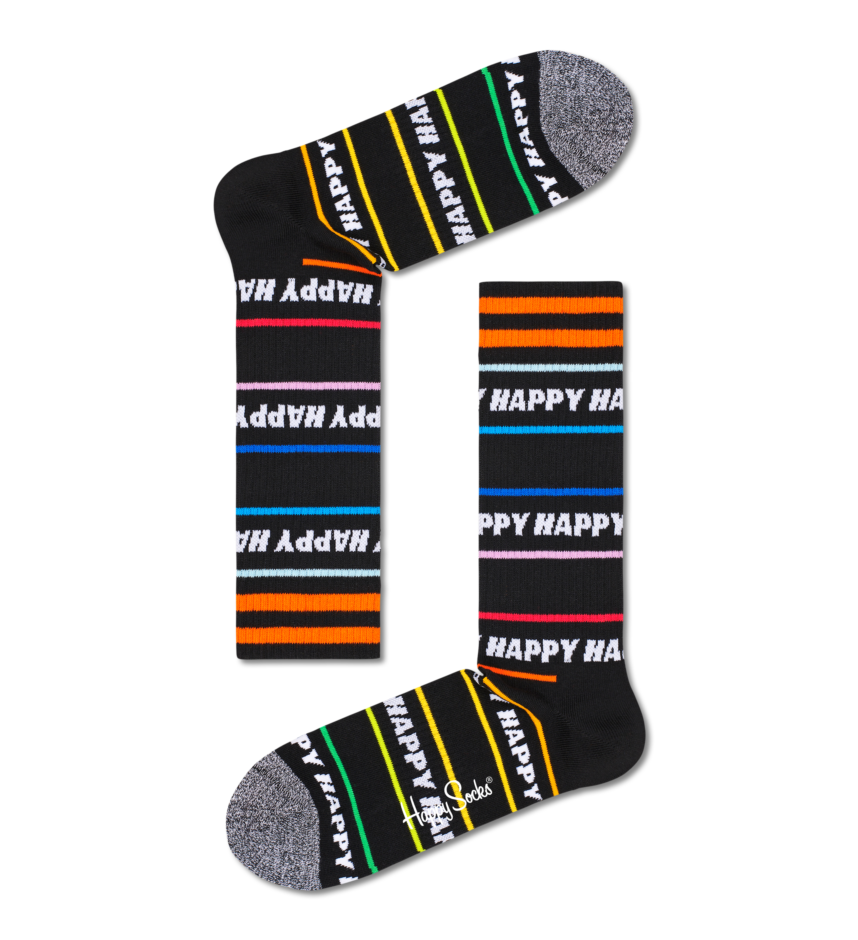 Black Happy Line Thin Crew Sock | Happy Socks