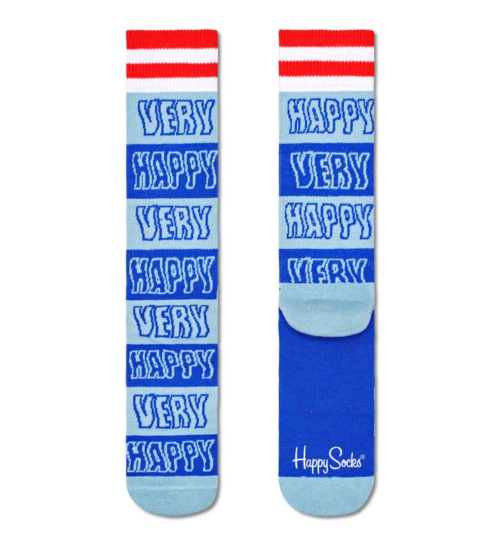 Happy Stripe Crew Sock