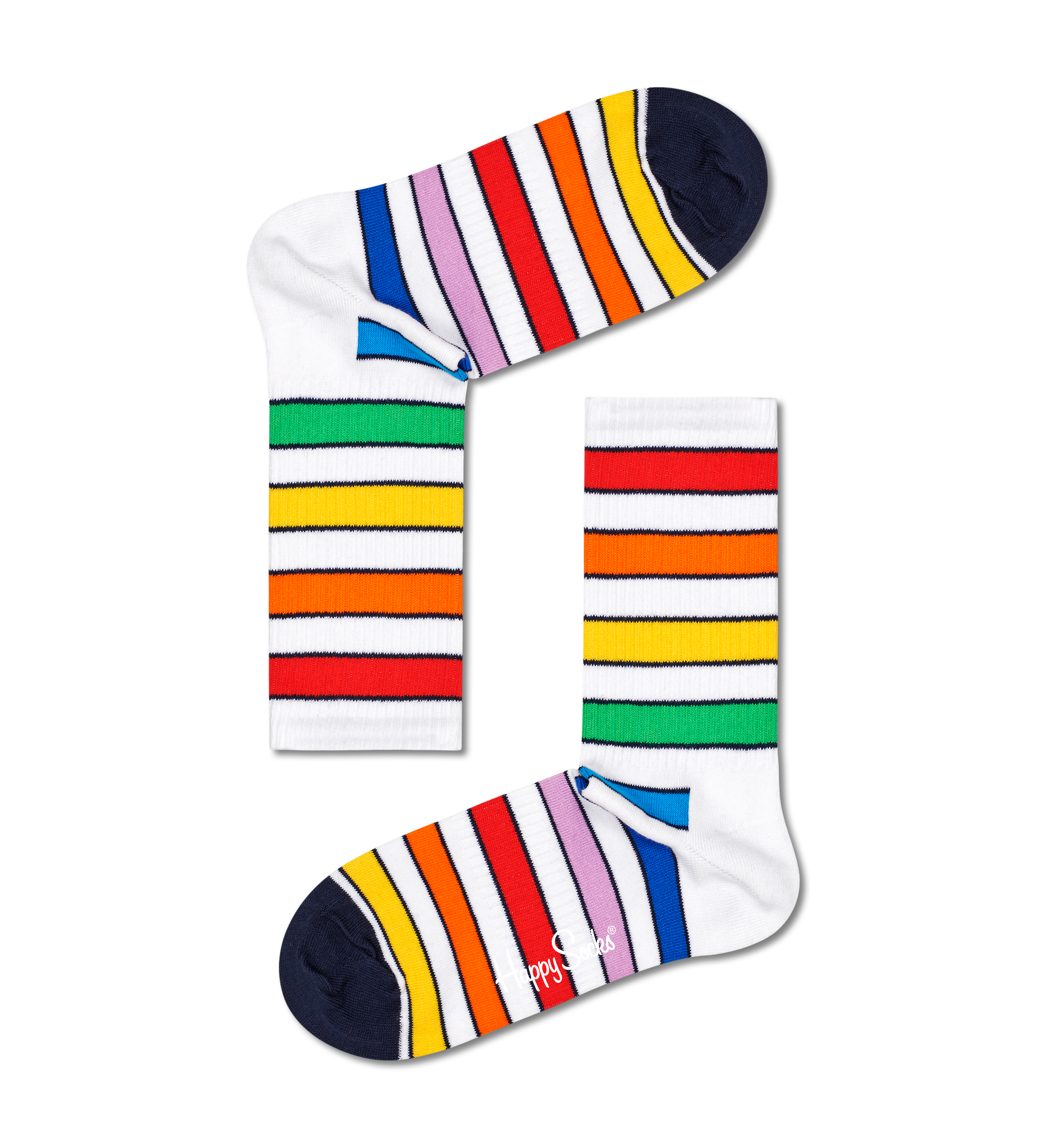 White Multi Stripe 3/4 Crew Sock | Happy Socks