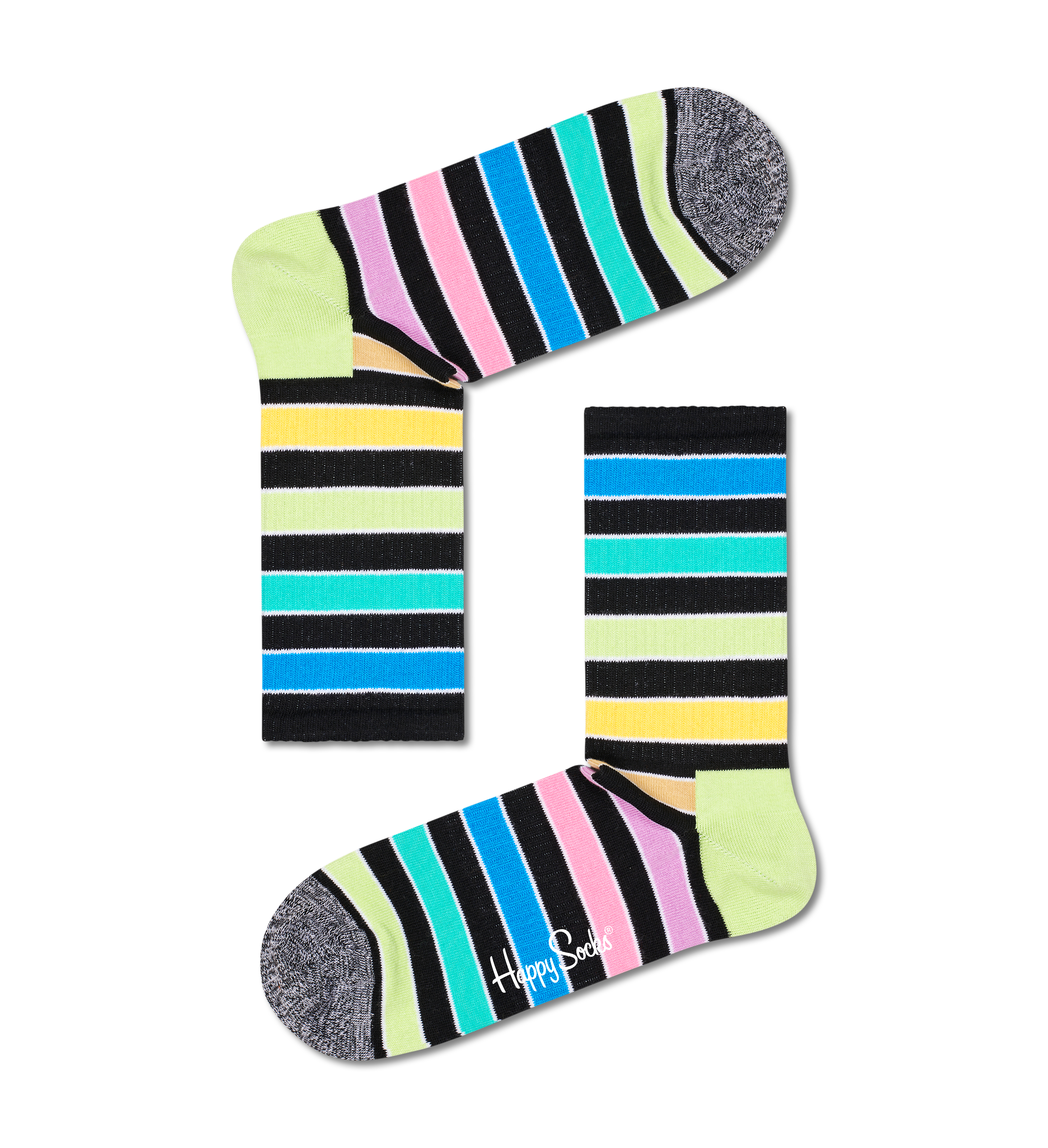 Black Multi Stripe 3/4 Crew Sock | Happy Socks